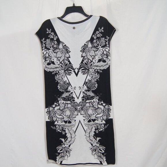 Roberto Cavalli Black White Floral Midi Dress | Italian Designer - Picture 5 of 9